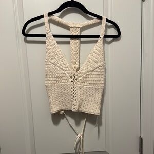 Modern American Eagle Cream Crochet Style Women's Top